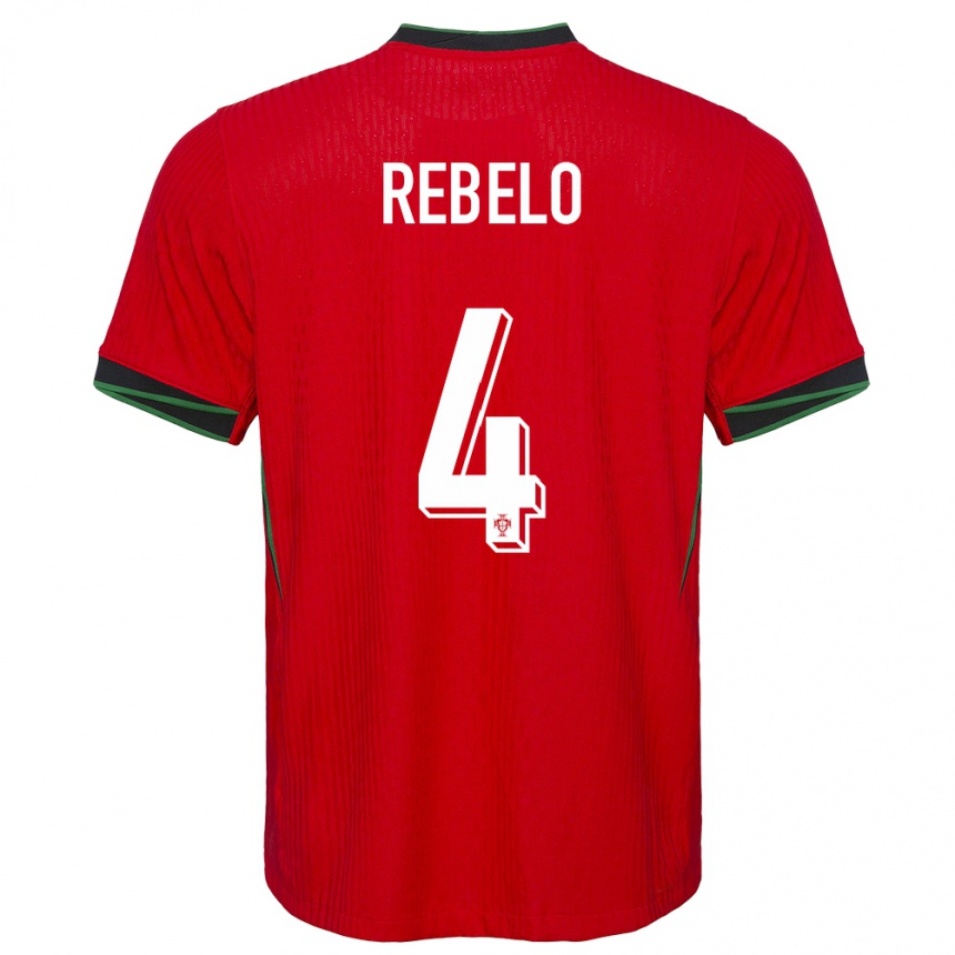 Kids Football Portugal Silvia Rebelo #4 Red Home Jersey 24-26 T-Shirt Za