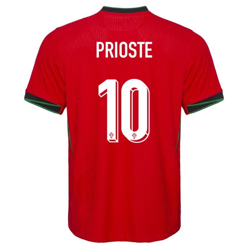 Kids Football Portugal Diogo Prioste #10 Red Home Jersey 24-26 T-Shirt Za