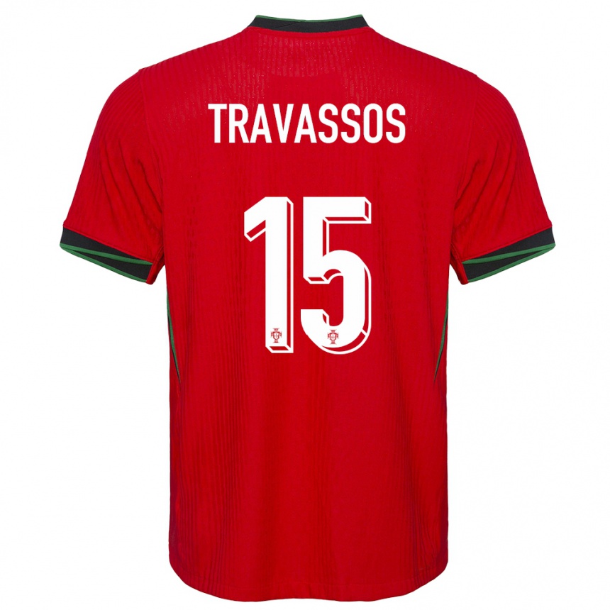 Kids Football Portugal Diogo Travassos #15 Red Home Jersey 24-26 T-Shirt Za