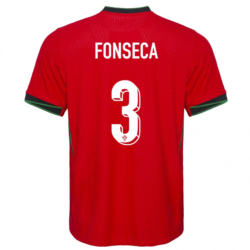 Kids Football Portugal Joao Fonseca #3 Red Home Jersey 24-26 T-Shirt Za