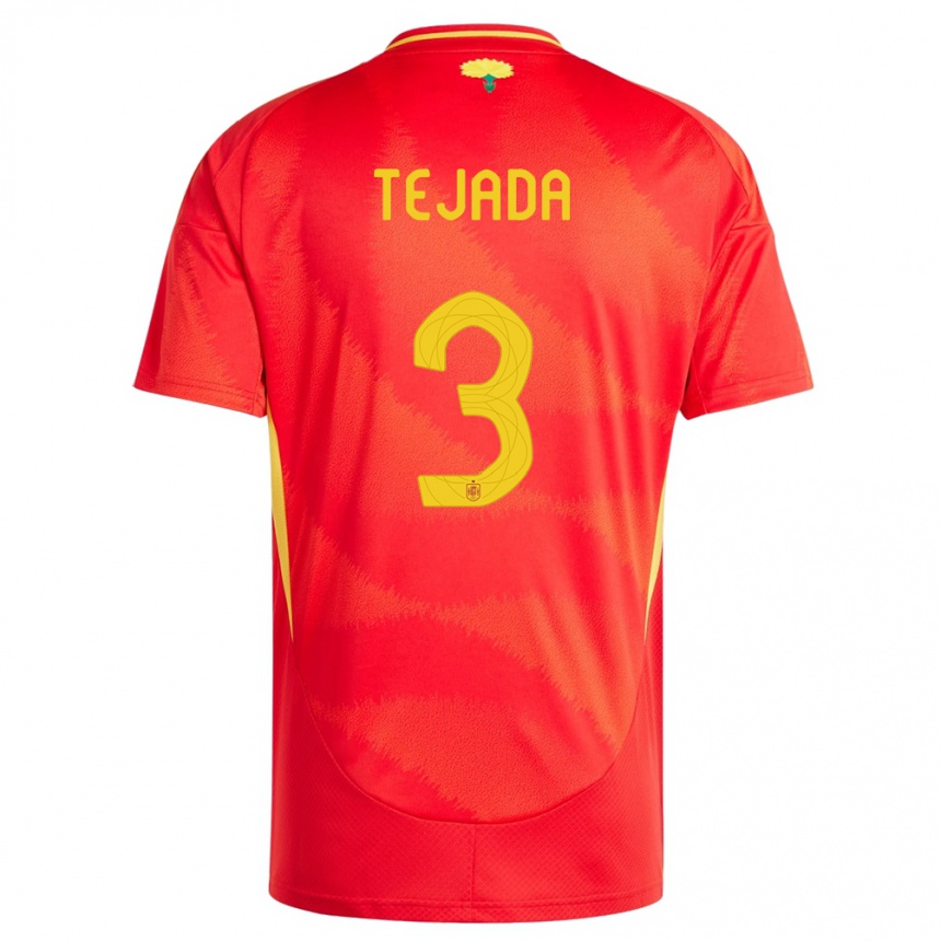 Kids Football Spain Ana Tejada #3 Red Home Jersey 24-26 T-Shirt Za