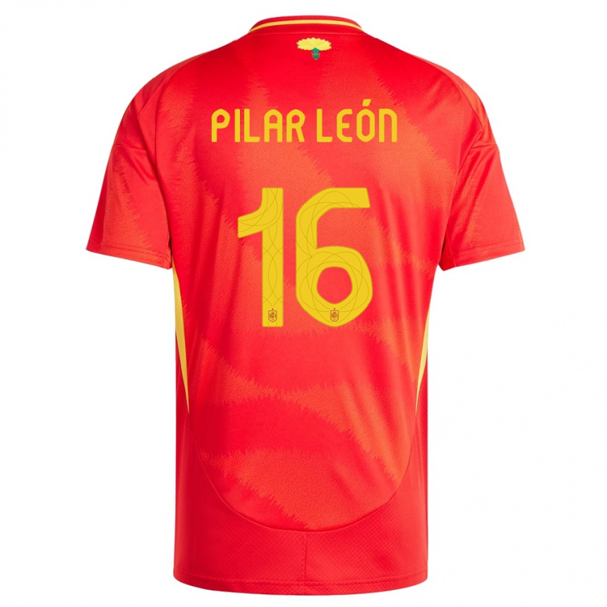 Kids Football Spain Maria Pilar Leon #16 Red Home Jersey 24-26 T-Shirt Za