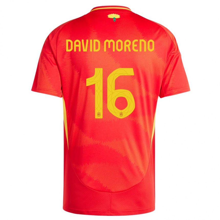 Kids Football Spain Antonio David Moreno #16 Red Home Jersey 24-26 T-Shirt Za