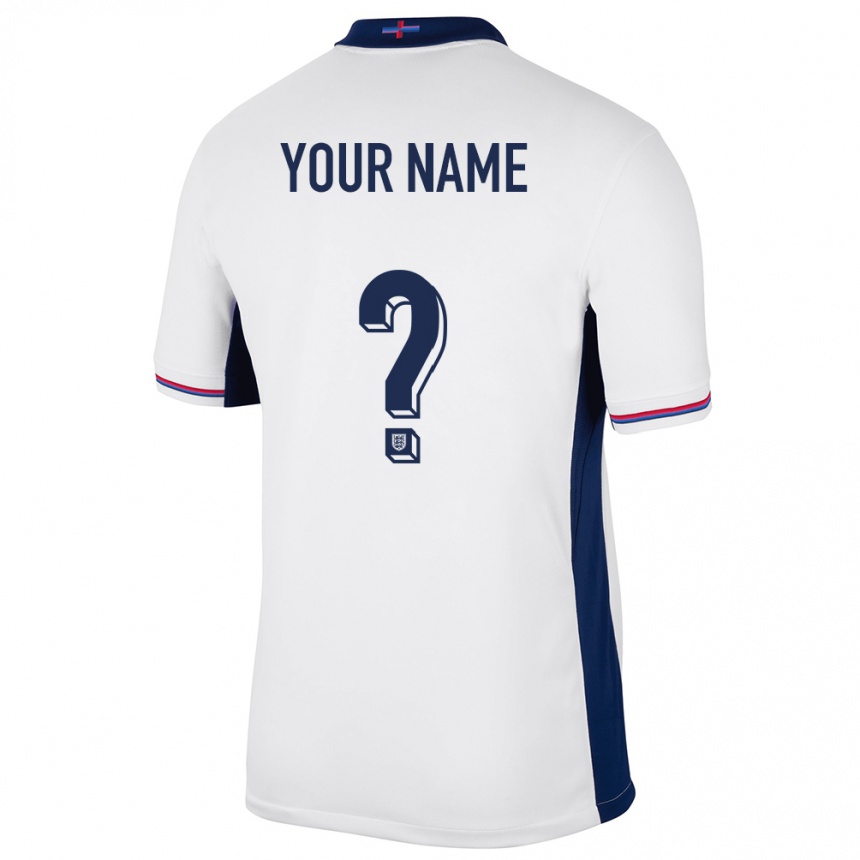 Kids Football England Your Name #0 White Home Jersey 24-26 T-Shirt Za