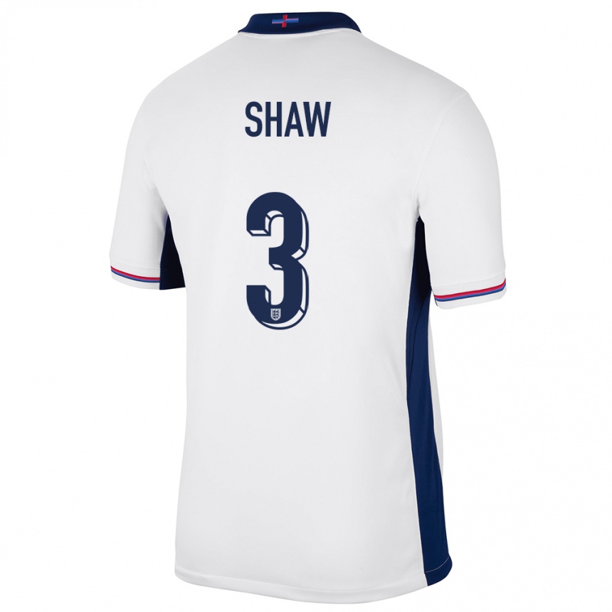 Kids Football England Luke Shaw #3 White Home Jersey 24-26 T-Shirt Za