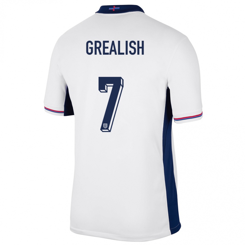 Kids Football England Jack Grealish #7 White Home Jersey 24-26 T-Shirt Za