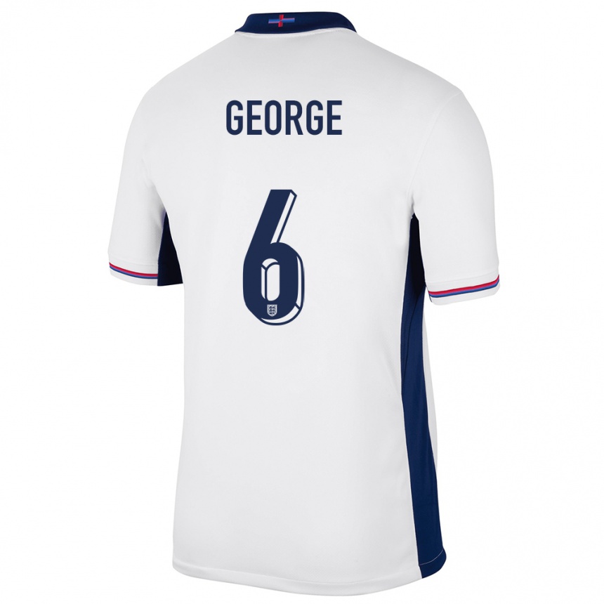 Kids Football England Gabby George #6 White Home Jersey 24-26 T-Shirt Za