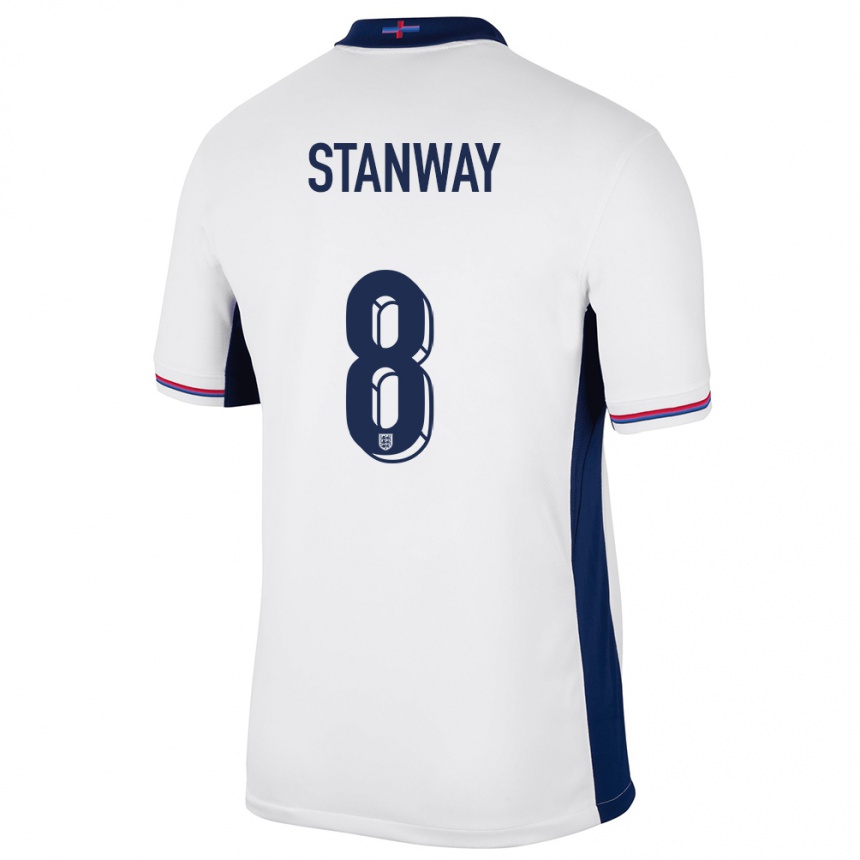 Kids Football England Georgia Stanway #8 White Home Jersey 24-26 T-Shirt Za