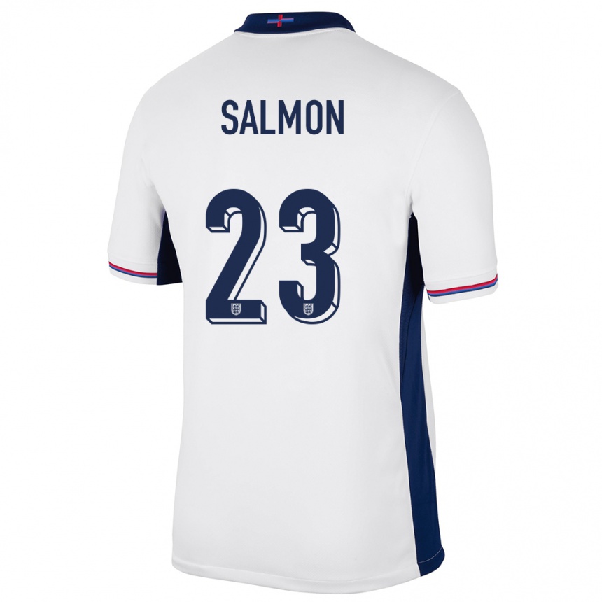 Kids Football England Ebony Salmon #23 White Home Jersey 24-26 T-Shirt Za