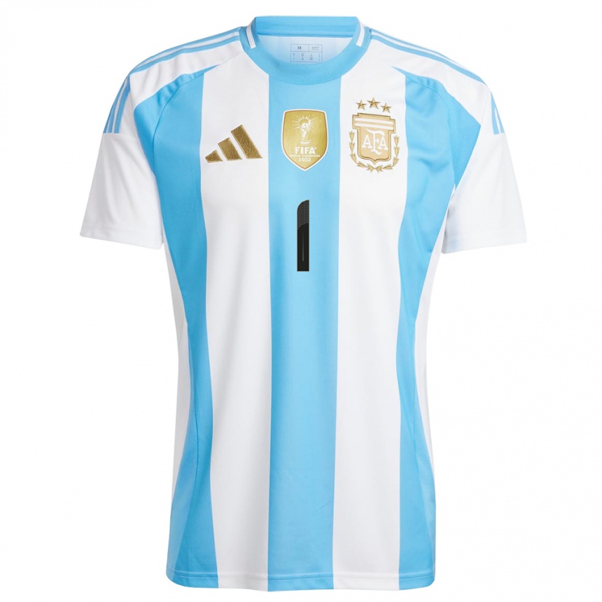 Kids Football Argentina Franco Armani #1 White Blue Home Jersey 24-26 T-Shirt Za