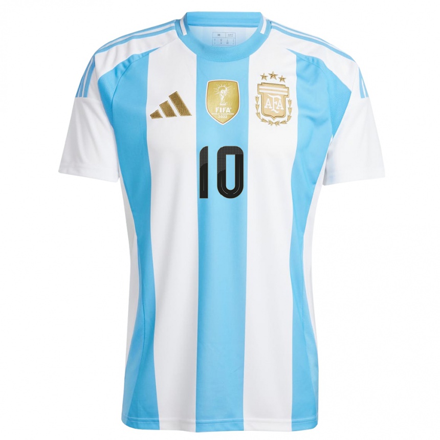 Kids Football Argentina Lionel Messi #10 White Blue Home Jersey 24-26 T-Shirt Za