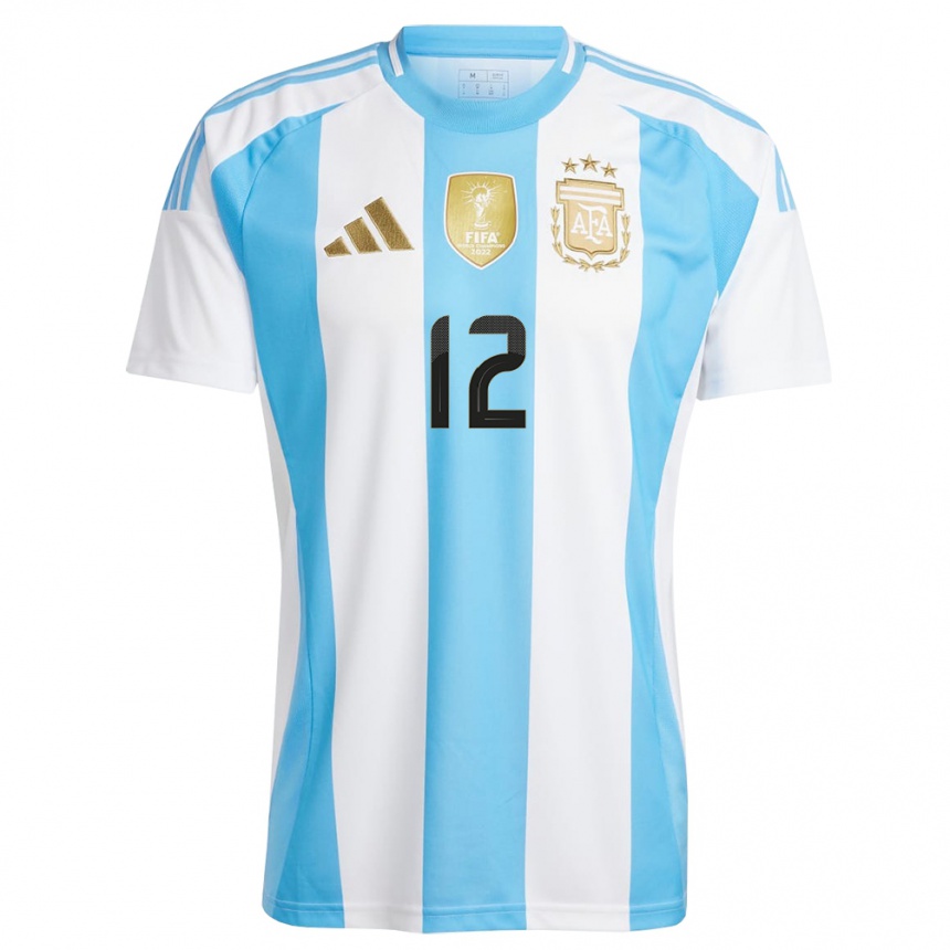 Kids Football Argentina Solana Pereyra #12 White Blue Home Jersey 24-26 T-Shirt Za