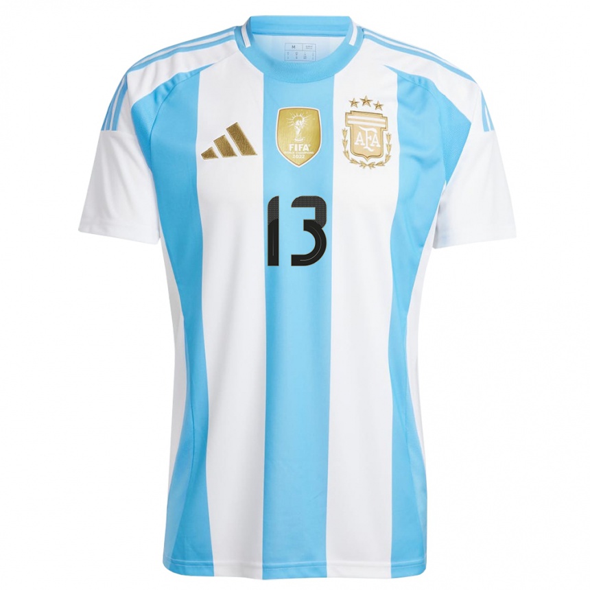 Kids Football Argentina Cristian Romero #13 White Blue Home Jersey 24-26 T-Shirt Za