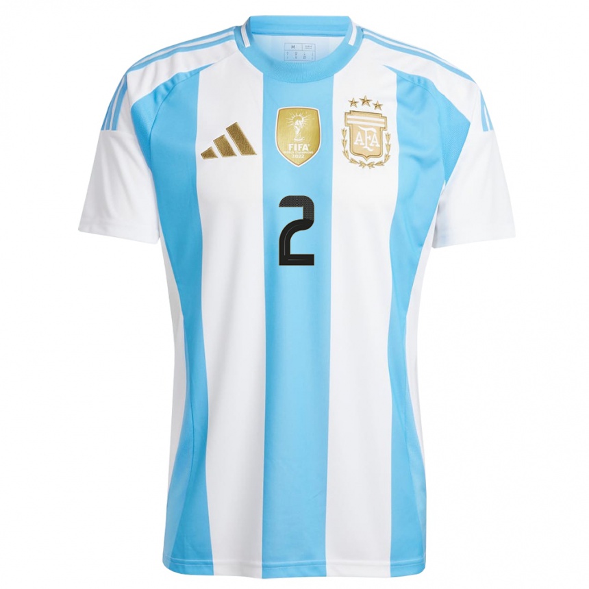 Kids Football Argentina Lautaro Di Lollo #2 White Blue Home Jersey 24-26 T-Shirt Za