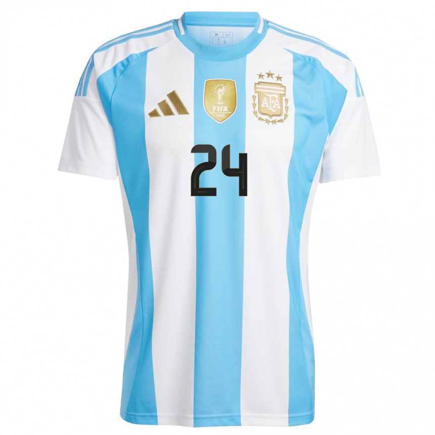 Kids Football Argentina Enzo Fernandez #24 White Blue Home Jersey 24-26 T-Shirt Za