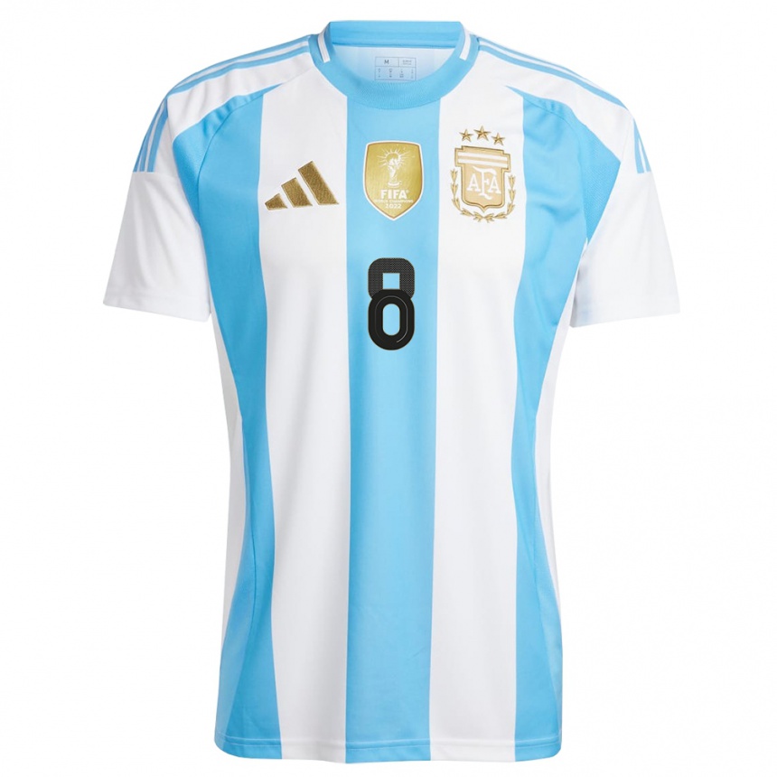 Kids Football Argentina Agustin Rodriguez #8 White Blue Home Jersey 24-26 T-Shirt Za