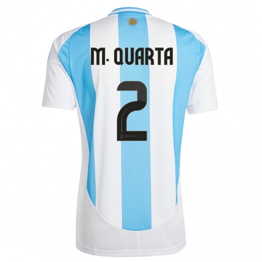 Kids Football Argentina Lucas Martinez Quarta #2 White Blue Home Jersey 24-26 T-Shirt Za