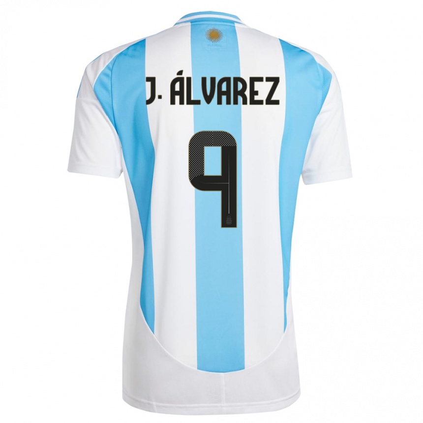 Kids Football Argentina Julian Alvarez #9 White Blue Home Jersey 24-26 T-Shirt Za