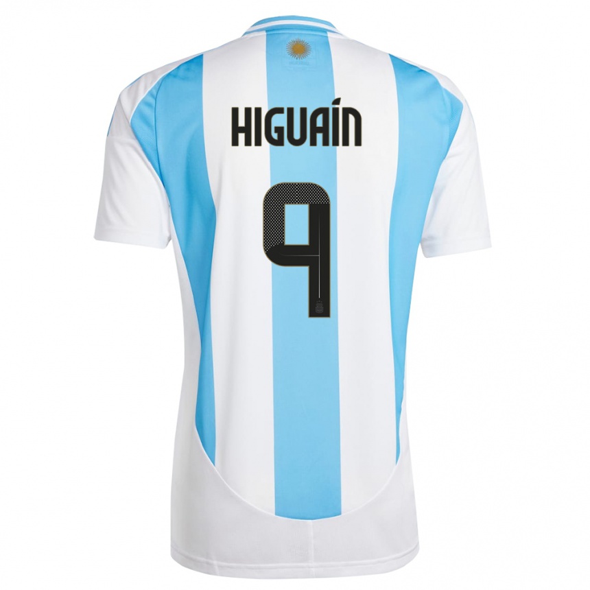 Kids Football Argentina Gonzalo Higuain #9 White Blue Home Jersey 24-26 T-Shirt Za