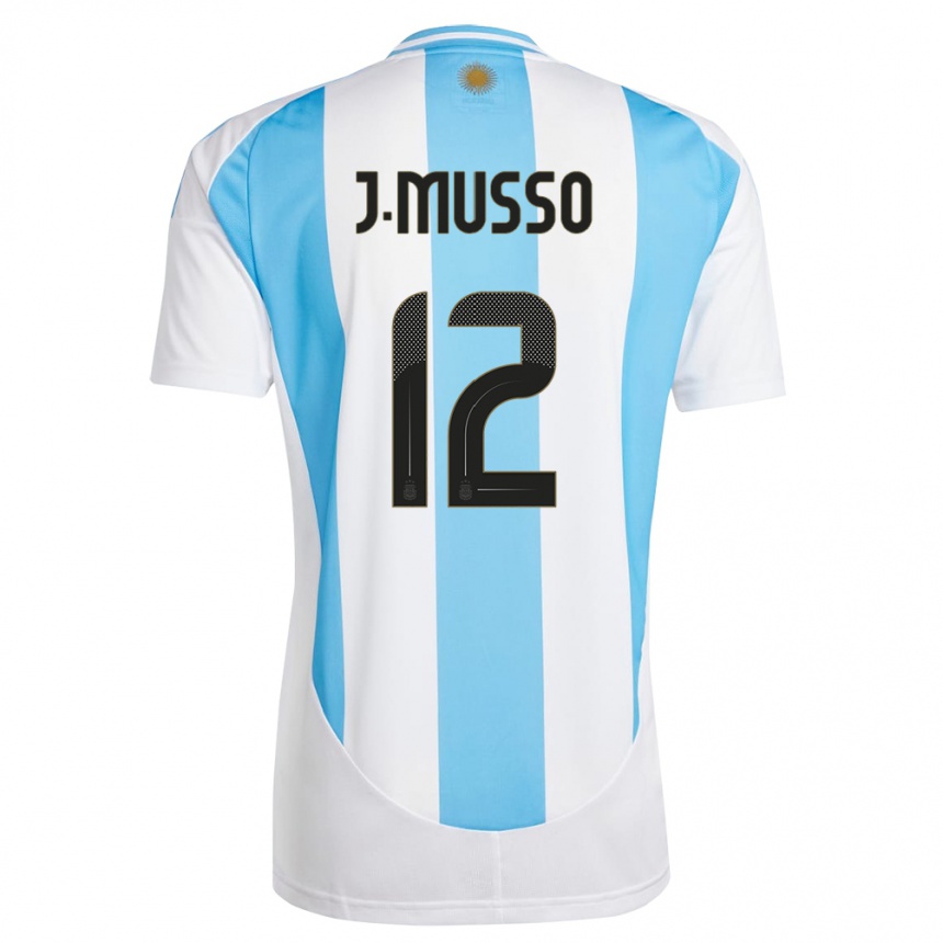 Kids Football Argentina Juan Musso #12 White Blue Home Jersey 24-26 T-Shirt Za