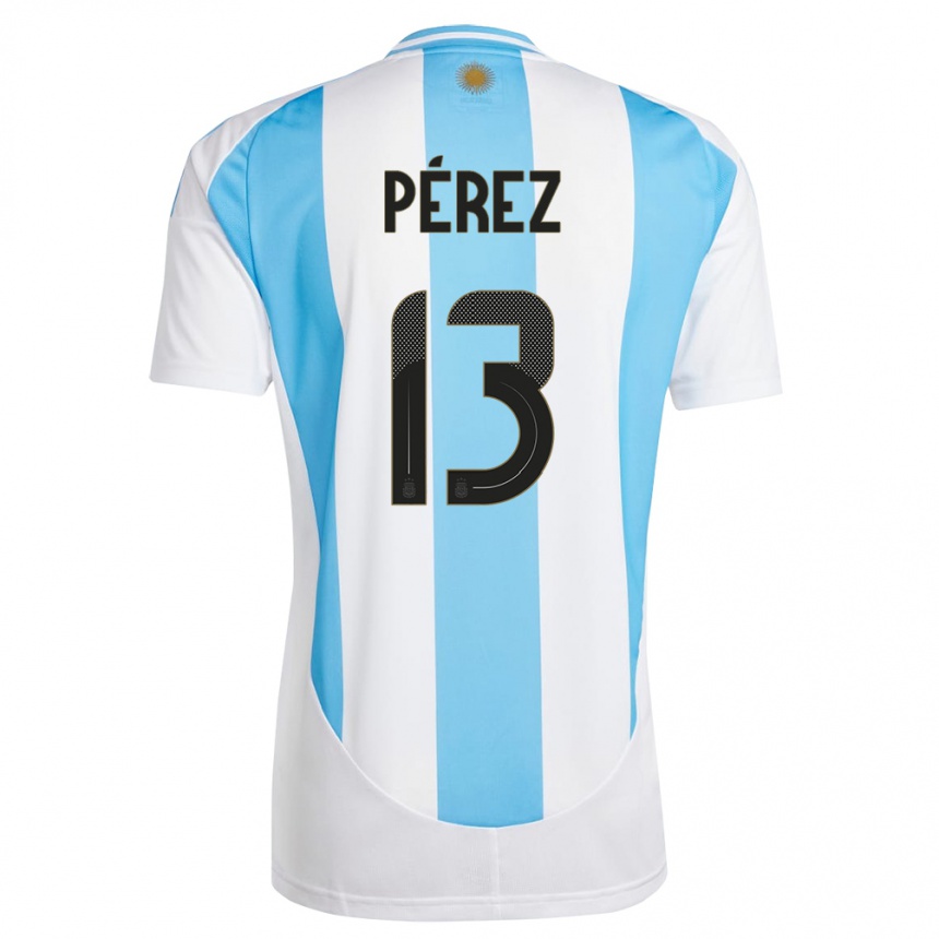 Kids Football Argentina Nehuen Perez #13 White Blue Home Jersey 24-26 T-Shirt Za