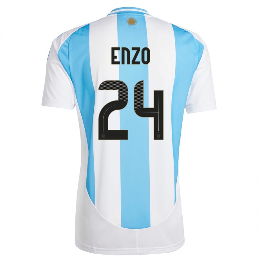 Kids Football Argentina Enzo Fernandez #24 White Blue Home Jersey 24-26 T-Shirt Za