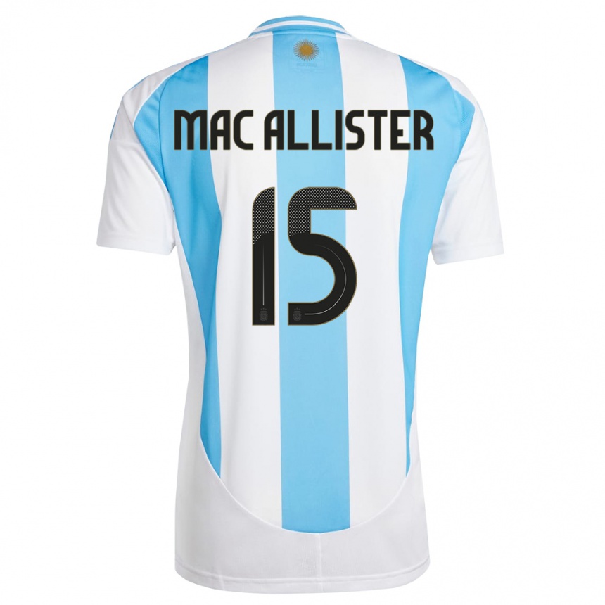 Kids Football Argentina Alexis Mac Allister #15 White Blue Home Jersey 24-26 T-Shirt Za