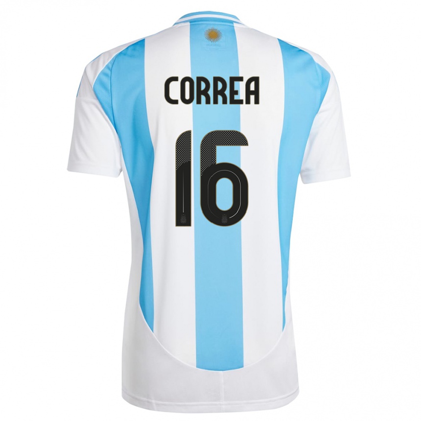 Kids Football Argentina Angel Correa #16 White Blue Home Jersey 24-26 T-Shirt Za