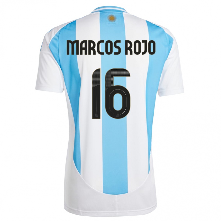 Kids Football Argentina Marcos Rojo #16 White Blue Home Jersey 24-26 T-Shirt Za