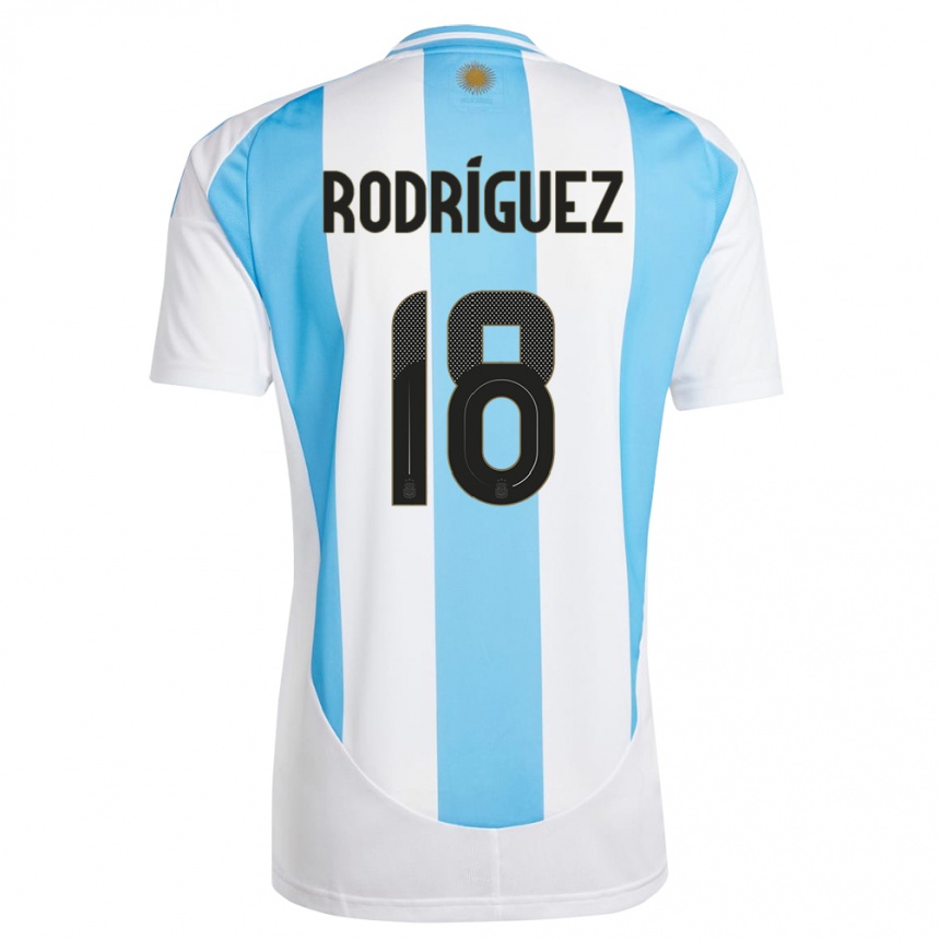 Kids Football Argentina Guido Rodriguez #18 White Blue Home Jersey 24-26 T-Shirt Za