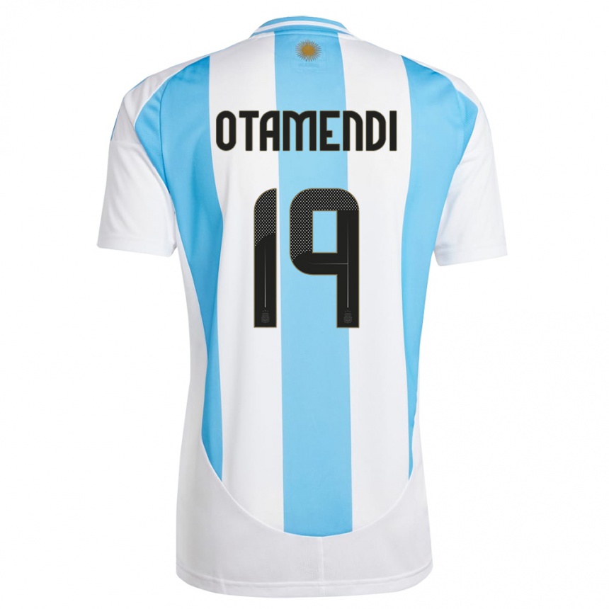 Kids Football Argentina Nicolas Otamendi #19 White Blue Home Jersey 24-26 T-Shirt Za