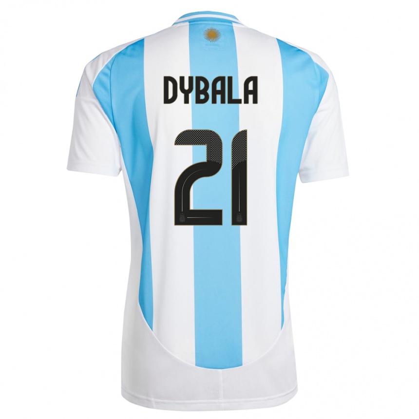 Kids Football Argentina Paulo Dybala #21 White Blue Home Jersey 24-26 T-Shirt Za