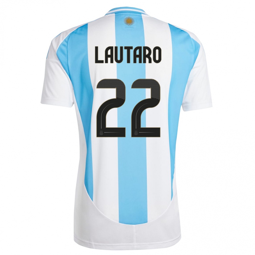 Kids Football Argentina Lautaro Martinez #22 White Blue Home Jersey 24-26 T-Shirt Za