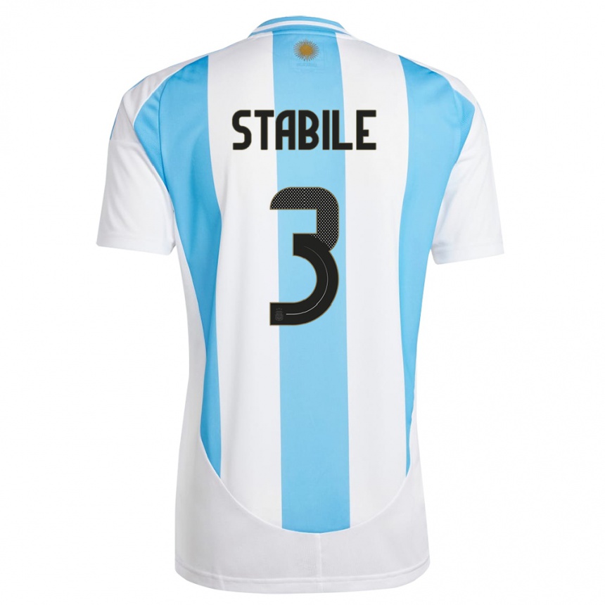 Kids Football Argentina Eliana Stabile #3 White Blue Home Jersey 24-26 T-Shirt Za