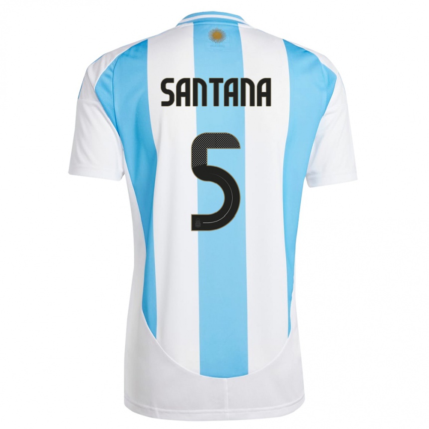 Kids Football Argentina Vanesa Santana #5 White Blue Home Jersey 24-26 T-Shirt Za