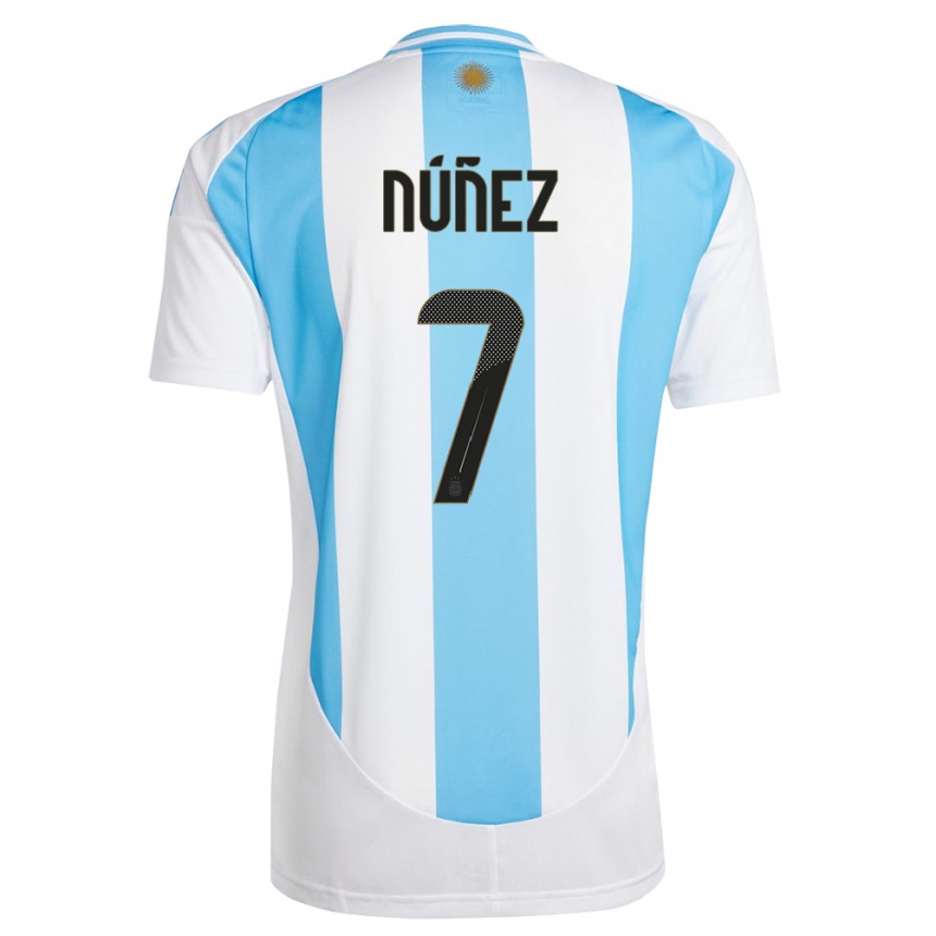 Kids Football Argentina Romina Nunez #7 White Blue Home Jersey 24-26 T-Shirt Za