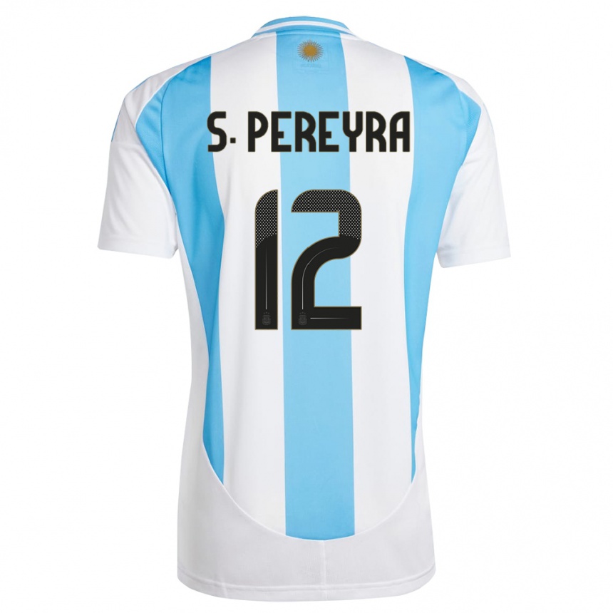 Kids Football Argentina Solana Pereyra #12 White Blue Home Jersey 24-26 T-Shirt Za