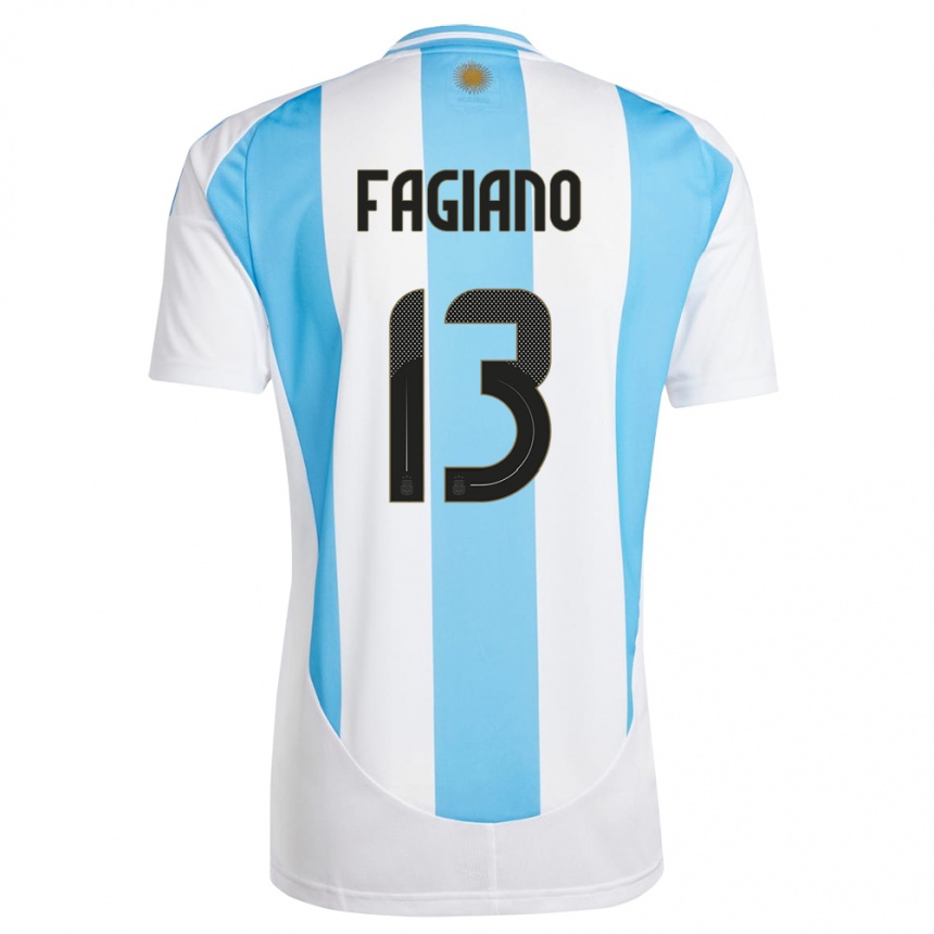 Kids Football Argentina Paloma Fagiano #13 White Blue Home Jersey 24-26 T-Shirt Za