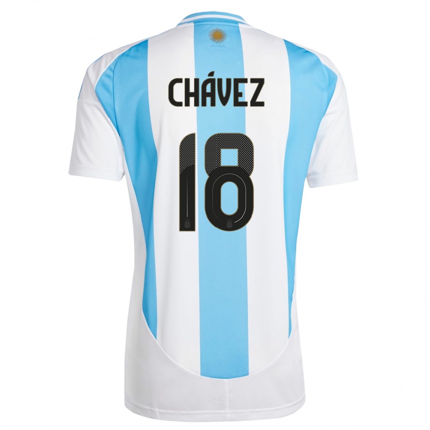 Kids Football Argentina Gabriela Chavez #18 White Blue Home Jersey 24-26 T-Shirt Za