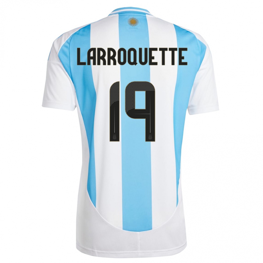 Kids Football Argentina Mariana Larroquette #19 White Blue Home Jersey 24-26 T-Shirt Za