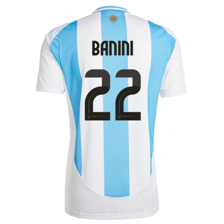 Kids Football Argentina Estefania Banini #22 White Blue Home Jersey 24-26 T-Shirt Za