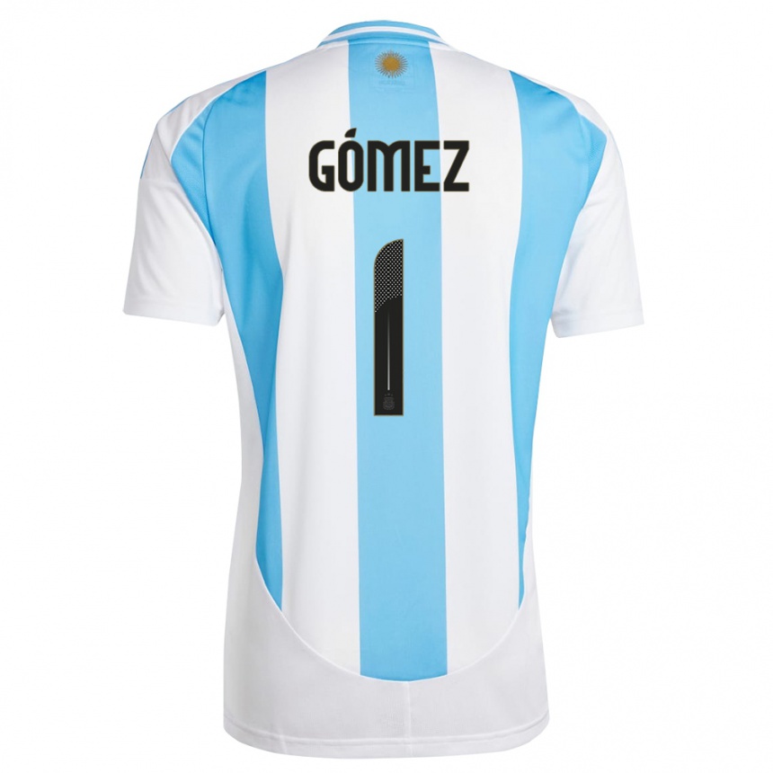 Kids Football Argentina Francisco Gomez #1 White Blue Home Jersey 24-26 T-Shirt Za