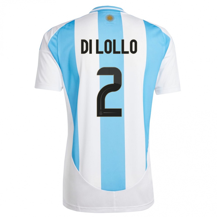 Kids Football Argentina Lautaro Di Lollo #2 White Blue Home Jersey 24-26 T-Shirt Za