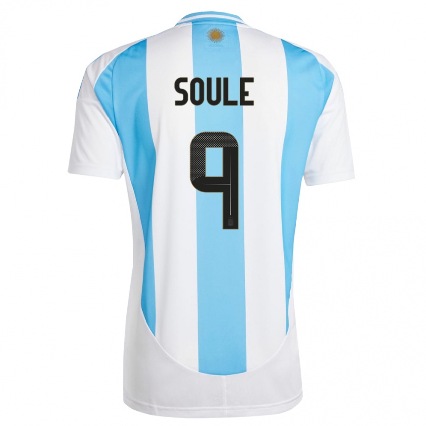 Kids Football Argentina Matias Soule #9 White Blue Home Jersey 24-26 T-Shirt Za