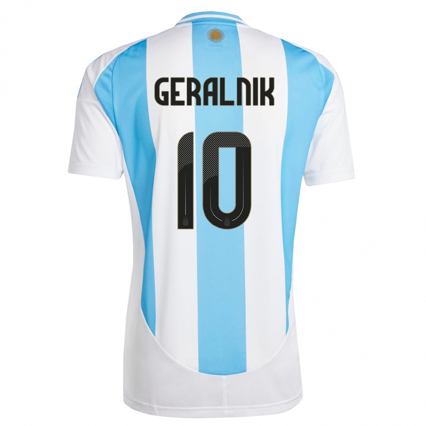 Kids Football Argentina Tiago Geralnik #10 White Blue Home Jersey 24-26 T-Shirt Za