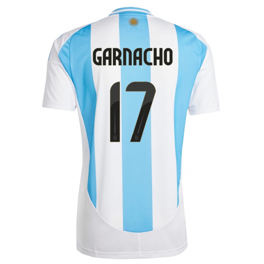 Kids Football Argentina Alejandro Garnacho #17 White Blue Home Jersey 24-26 T-Shirt Za