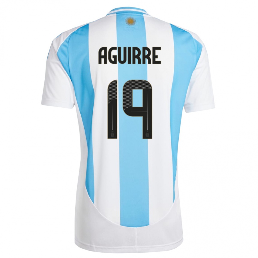 Kids Football Argentina Brian Aguirre #19 White Blue Home Jersey 24-26 T-Shirt Za