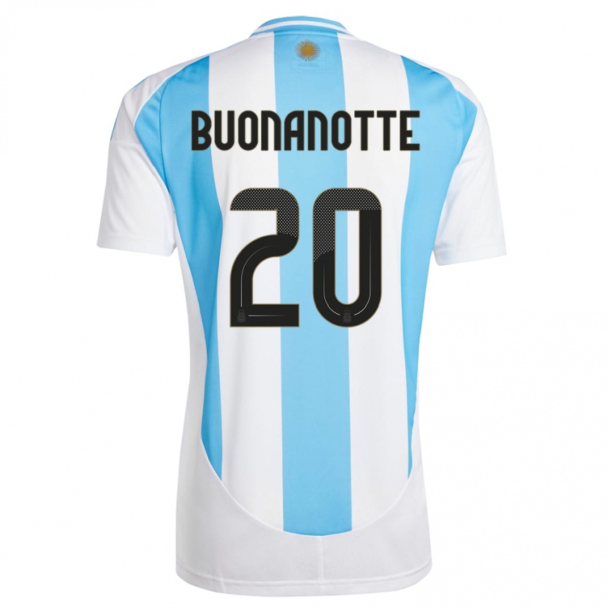 Kids Football Argentina Facundo Buonanotte #20 White Blue Home Jersey 24-26 T-Shirt Za