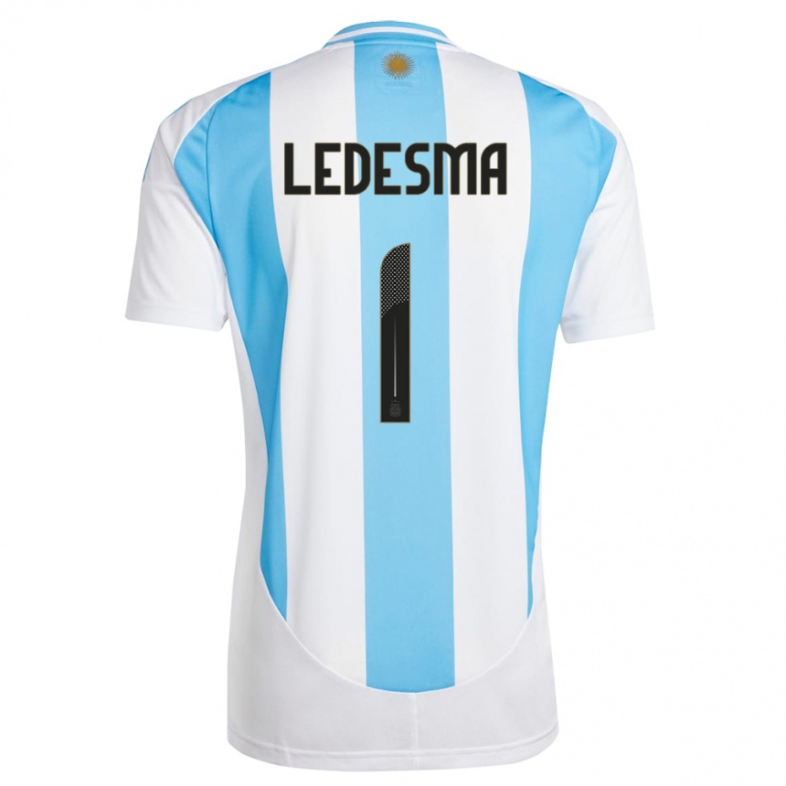 Kids Football Argentina Jeremias Ledesma #1 White Blue Home Jersey 24-26 T-Shirt Za