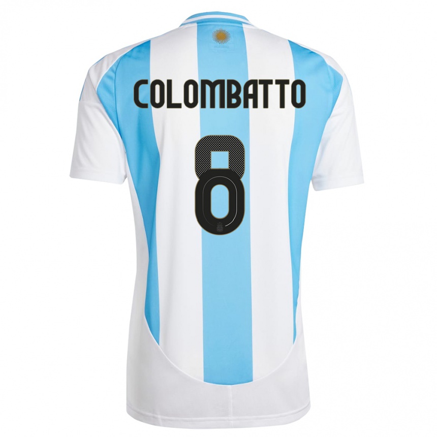 Kids Football Argentina Santiago Colombatto #8 White Blue Home Jersey 24-26 T-Shirt Za